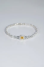 Load image into Gallery viewer, LUOWEND 18K White Gold Natural Yellow Diamond Bracelet for Women