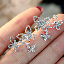 Load image into Gallery viewer, LUOWEND 18K White Gold Natural Diamond Stud Earrings for Women