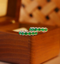 Load image into Gallery viewer, LUOWEND 18K White Gold Real Natural Emerald Ring for Women