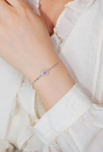 Load image into Gallery viewer, LUOWEND 18K White Gold Natural Pink Diamond Bracelet for Women