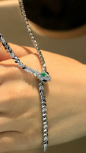 Load image into Gallery viewer, LUOWEND 18K White Gold Natural Emerald Necklace for Women
