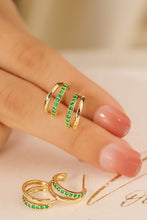 Load image into Gallery viewer, LUOWEND 18K Yellow Gold Real Natural Emerald Stud Earrings for Women