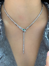 Load image into Gallery viewer, LUOWEND 18K White Gold Natural Emerald Necklace for Women