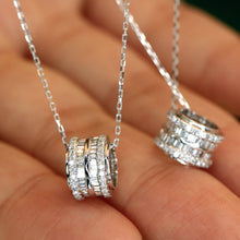 Load image into Gallery viewer, LUOWEND 18K White Gold Natural Diamond Pendant Necklace for Women