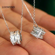 Load image into Gallery viewer, LUOWEND 18K White Gold Natural Diamond Pendant Necklace for Women