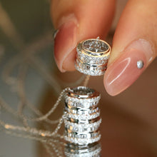 Load image into Gallery viewer, LUOWEND 18K White Gold Natural Diamond Pendant Necklace for Women