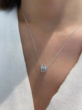 Load image into Gallery viewer, LUOWEND 18K White Gold Natural Diamond Pendant Necklace for Women