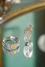 Load image into Gallery viewer, LUOWEND 18K White Gold Natural Yellow Diamond Ring for Women