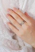 Load image into Gallery viewer, LUOWEND 18K White Gold Natural Yellow Diamond Ring for Women