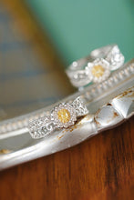 Load image into Gallery viewer, LUOWEND 18K White Gold Natural Yellow Diamond Ring for Women