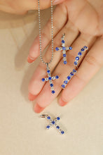 Load image into Gallery viewer, LUOWEND 18K White Gold Cross Pendant Real Natural Sapphire Necklace for Women
