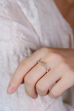 Load image into Gallery viewer, LUOWEND 18K White Gold Natural Yellow Diamond Ring for Women