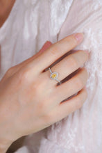 Load image into Gallery viewer, LUOWEND 18K White Gold Natural Yellow Diamond Ring for Women