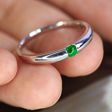 Load image into Gallery viewer, LUOWEND 18K White Gold Natural Jade Ring for Women