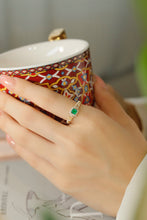 Load image into Gallery viewer, LUOWEND 18K Yellow Gold Real Natural Emerald Ring for Women
