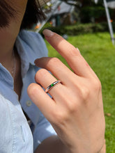 Load image into Gallery viewer, LUOWEND 18K White Gold Natural Jade Ring for Women
