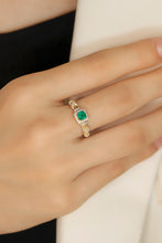 Load image into Gallery viewer, LUOWEND 18K Yellow Gold Real Natural Emerald Ring for Women
