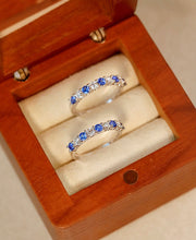 Load image into Gallery viewer, LUOWEND 18K White Gold Real Natural Sapphire Ring for Women