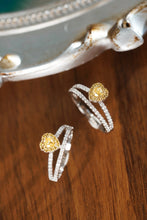 Load image into Gallery viewer, LUOWEND 18K White Gold Natural Yellow Diamond Ring for Women