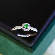 Load image into Gallery viewer, LUOWEND 18K White Gold Natural Jade Ring for Women