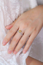 Load image into Gallery viewer, LUOWEND 18K White Gold Natural Yellow Diamond Ring for Women
