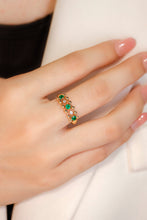 Load image into Gallery viewer, LUOWEND 18K Yellow Gold Real Natural Emerald Ring for Women