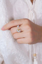 Load image into Gallery viewer, LUOWEND 18K White Gold Natural Yellow Diamond Ring for Women