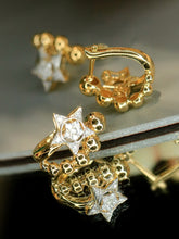 Load image into Gallery viewer, LUOWEND 18K Yellow Gold Natural Diamond Earrings for Women