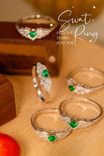 Load image into Gallery viewer, LUOWEND 18K White Gold Real Natural Emerald Ring for Women