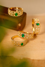 Load image into Gallery viewer, LUOWEND 18K Yellow Gold Real Natural Emerald Ring for Women