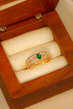Load image into Gallery viewer, LUOWEND 18K Yellow Gold Real Natural Emerald Ring for Women