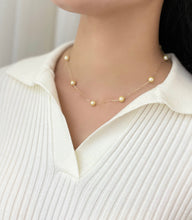 Load image into Gallery viewer, LUOWEND 18K Yellow Gold Real Natural Blue Baroque Seawater Pearl Necklace for Women