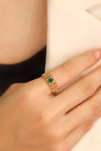Load image into Gallery viewer, LUOWEND 18K Yellow Gold Real Natural Emerald Ring for Women