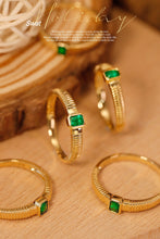 Load image into Gallery viewer, LUOWEND 18K Yellow Gold Real Natural Emerald Ring for Women