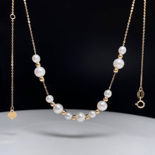 Load image into Gallery viewer, LUOWEND 18K Yellow Gold Real Natural Pearl Necklace for Women