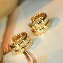 Load image into Gallery viewer, LUOWEND 18K Yellow Gold Natural Diamond Earrings for Women