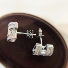 Load image into Gallery viewer, LUOWEND 18K White Gold Natural Diamond Stud Earrings for Women