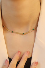 Load image into Gallery viewer, LUOWEND 18K Yellow Gold Real Natural Emerald Bracelet&Necklace for Women