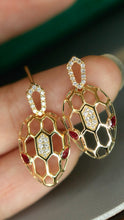 Load image into Gallery viewer, LUOWEND 18K White/Yellow Gold Natural Ruby Earrings for Women