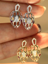 Load image into Gallery viewer, LUOWEND 18K White/Yellow Gold Natural Ruby Earrings for Women