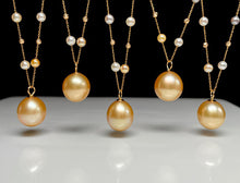 Load image into Gallery viewer, LUOWEND 18K Yellow Gold Real Natural Pearl Necklace for Women