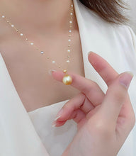 Load image into Gallery viewer, LUOWEND 18K Yellow Gold Real Natural Pearl Necklace for Women
