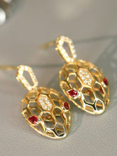 Load image into Gallery viewer, LUOWEND 18K White/Yellow Gold Natural Ruby Earrings for Women