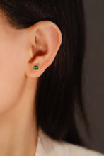 Load image into Gallery viewer, LUOWEND 18K Yellow Gold Real Natural Emerald Earrings for Women