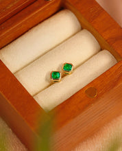 Load image into Gallery viewer, LUOWEND 18K Yellow Gold Real Natural Emerald Earrings for Women