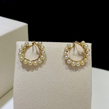 Load image into Gallery viewer, LUOWEND 18K Yellow Gold Real Natural Akoya Pearl Earrings for Women