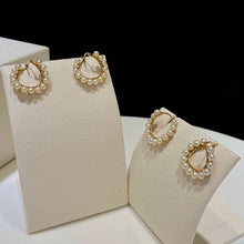 Load image into Gallery viewer, LUOWEND 18K Yellow Gold Real Natural Akoya Pearl Earrings for Women