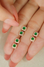 Load image into Gallery viewer, LUOWEND 18K Yellow Gold Real Natural Emerald and Diamond Gemstone Earrings for Women