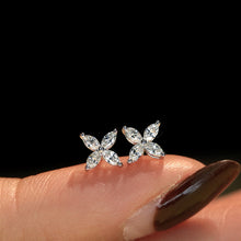 Load image into Gallery viewer, LUOWEND 18K White Gold Natural Diamond Earrings for Women