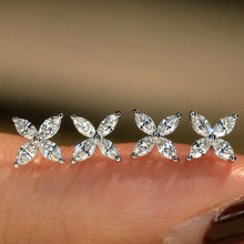 Load image into Gallery viewer, LUOWEND 18K White Gold Natural Diamond Earrings for Women